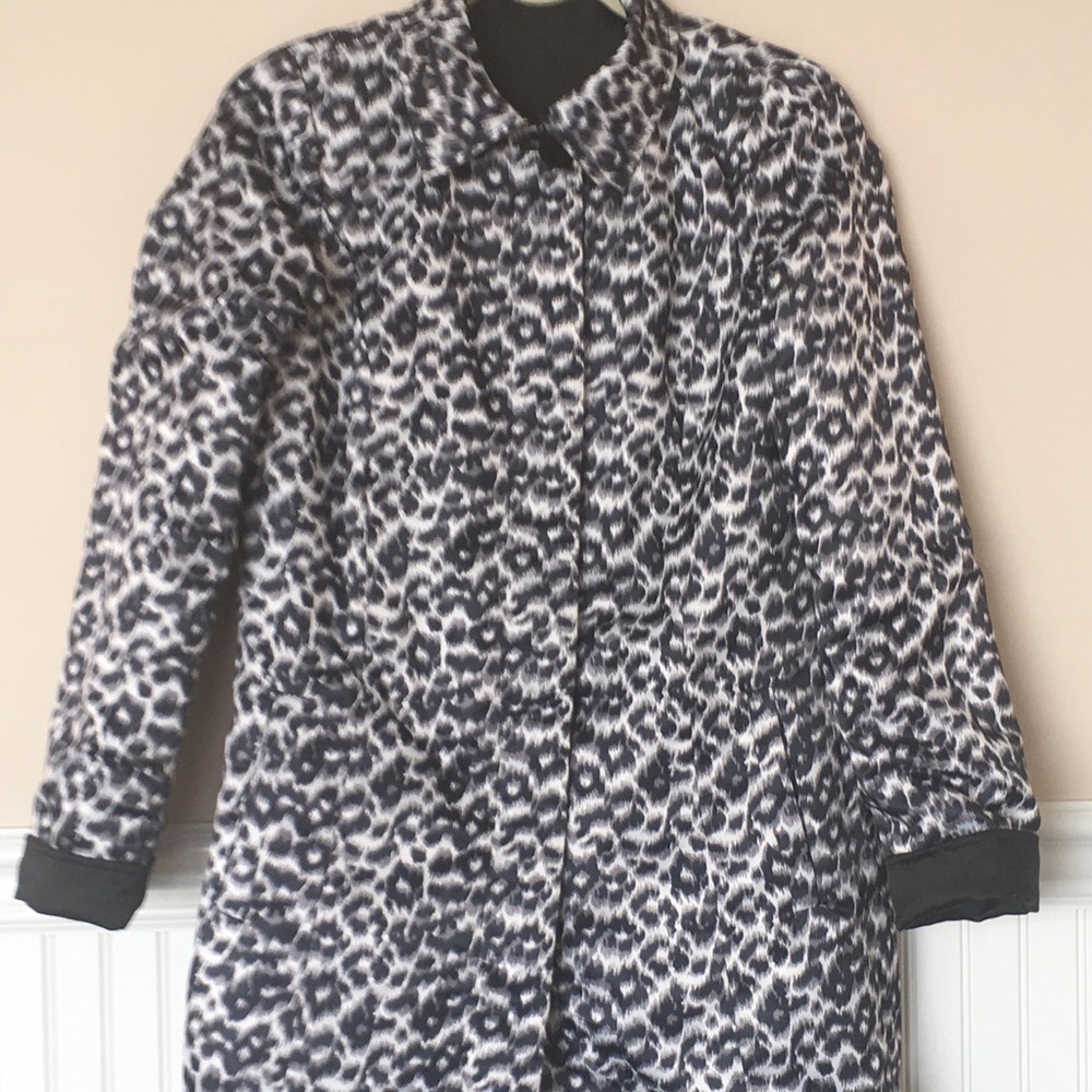 Dennis Basso Reversible Animal Print Trench Coat